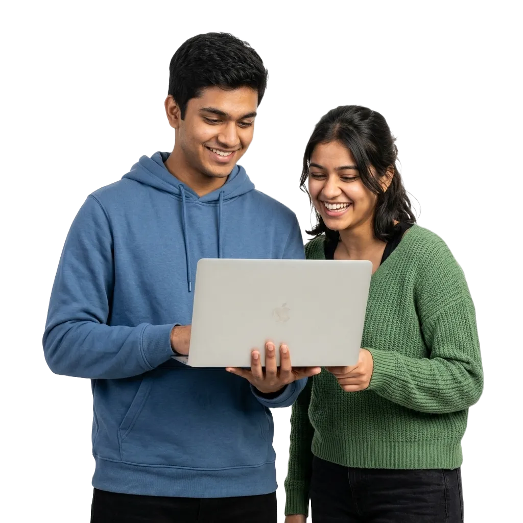 Two Edufy students working through a project together